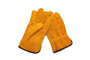 10 Inch Men's Yellow Work Driver Construction Industrial Truck Safety Cow Hide Split Driving Garden Fire Proof Leather Gloves