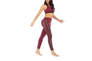 Women's Lightweight Solid Yoga Set Front Logo Eco-Friendly Breathable 2-Piece High Quality Spandex/Polyester Sleeveless