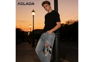 High Quality Men's Straight Leg Denim Jeans Vintage Washed Regular Fit Stretch Denim Pants Comfort Casual Long Trousers