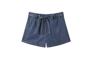 Women's Summer High-Waisted Plus Size Casual Denim Shorts Washed Ripped Hole Mini Jeans with Button Decoration Printed Pattern