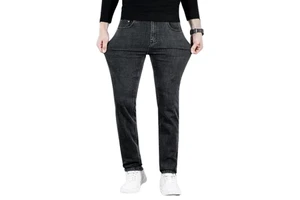 New Fashion High Quality Wholesale Price Straight Casual Wear Stretchable Plus Size Men's Jeans High Waist Lightweight Washed