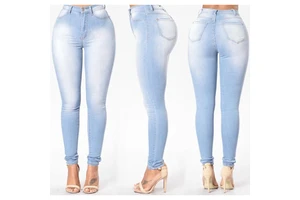 Latest Model Fashion Casual High Waist Elastic Long Pants Women's Slim Stretch Denim Pencil Pants Women Jeans