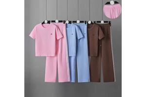 Cross-border Korean-style Casual Solid Loose Top Wide-leg Pants Two-piece Set Women 2026 Summer Versatile Outfit