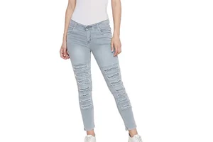 New Style Winter Casual Outdoor Use Women's Jeans Pants Best Quality Solid Dark Wash 100% Cotton for Women in Cheap Price