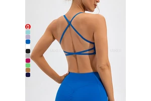 New Style Nude Felling Women Spaghetti Strap Top Yoga Bra Cross Back Women Gym Wear Hollow Back Strappy Sports Bra