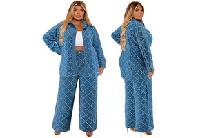 African Denim Jeans Pants Suits Women's Denim Sets 2025 Women's Sets Plus Size Denim