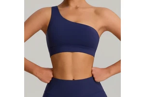 Running Girl Bra Workout Sexy One Shoulder Sports Bra With Padding Womens Sleeveless One Strap Low Support Asymmetrical Yoga Bra