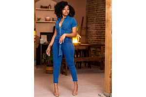 Women Denim Jumpsuit Ladies Jeans Rompers Female Casual Overall With Pocket