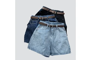 Wholesale Summer Loose Selling Women's Casual Denim Shorts High Waisted Fashion Solid Color Retro Short Jeans for Women