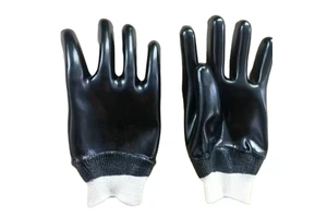 Chemical-Resistant PVC Safety Gloves Anti-Slip Waterproof Features Adjustable Wristlet Secondary Dipping Industrial Work 16 oz