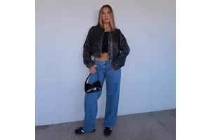 Fashionsexyeasiest for Matchcasual Mid-waist Non-elastic Straight-leg Denim Pants for Women
