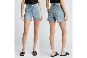 HanyYue High Quality Women's Summer Light Blue Washed Denim Jeans Short With Rhinestones Distressed Women's Summer Shorts