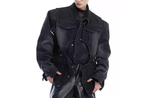 Custom Men's 100% Cotton Coated Denim Jacket ODM Windproof High Quality Winter Thick Zipper Closure Front Logo Casual Style