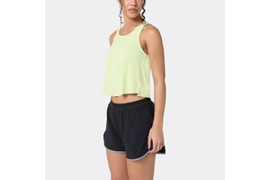 OEM Women Bonded Scoop Neckline Wide Muscle Back Solid Quick Dry Yoga Crop Tops High Hip Casual Length Sleeveless Running Tank