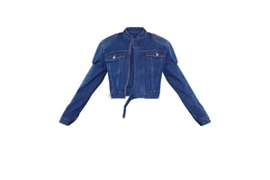 Western Style Jeans Jacket for Women Indigo Vintage Wash Chest Pockets Oversized Denim Bomber Jacket Women's Jackets Bangladesh