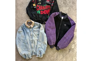 Custom Vintage Stand Collar Denim Long Sleeve Windproof Pockets Washed Casual Racing Embroidery Bomber Men's Zipper Jacket
