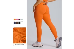 Custom Logo EU/US Size 3XL V-shape Hidden Scrunch Leggings High Waist Stretchy Quick Dry Tight Fitness Gym Outfit Yoga Leggings