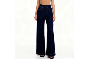 Casual Design Women's Loose Jeans Wide-leg Medium Waist Classic Denim Jeans
