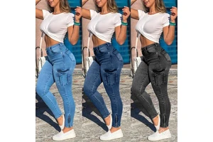 New Fashion Denim Jeans Wholesale Women Casual Ripped Jeans High Waist Fashionable Slim Pencil Pants