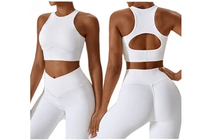 Ribbed Halter Solid Short Sports Bra for Women Yoga Crop Top Seamless Fitness Tops Removable Pads Gym Workout Vest Underwear