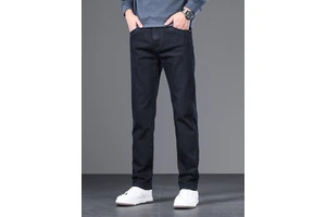 High-End Men's Relaxed-Fit Straight-LegBlue Jeans 2026 New Arrival, WashedStretch Casual Trousers