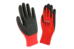 Wholesale 13G Red Polyester Crinkle Latex Palm Rubber Coated Glove Anti Slip Abrasion Resistant Construction Latex Coated Glove