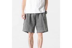 Men's Summer Solid Color Printing Custom Short Jeans Men Straight Simple Retro Fashion Breathable Denim Shorts
