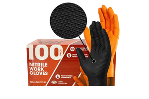 High Quality Cheap 8mil 10mil 12mil Anti-cut Black Blue Orange Diamond Texture 100% Nitrile Gloves