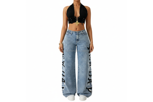 Women's Breathable Casual Summer Hip Hop Y2K Distressed Denim Jeans High Street Loose Baggy Eco-Friendly Harajuku Colored Waist