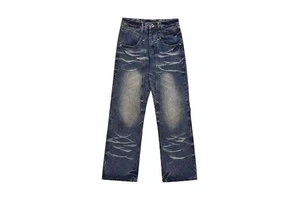 Men's Straight Jeans Breathable Woven Spring Vintage Washed Wrinkle Effect Essential Y2K Streetwear Hip-Hop Denim Trousers