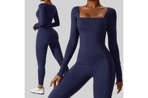 One Piece Workout Jumpsuit Yoga Onesie Sport Jumpsuit Long Sleeved Fitness Bodysuits for Women Compression Fitness Jumpsuit