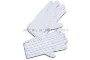 ESD Cleanroom Gloves Anti-Static Gloves Polyester with PVC Dots on Palms 10e6-7 Ohm Resistivity White