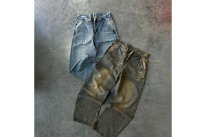 High Quality Custom Men's Oversize Cotton Plus Size Vintage Wash Baggy Wide Leg Denim Pants Jeans Man