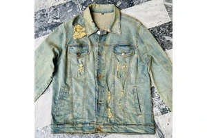 Winters Warm Men's Denim Jean Distress Jacket OEM Casual Outwear Turn Down Collar Jacket Denim Button Up Jacket