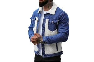 New Men's Winter Quilted Denim Jackets 2023 Custom Designs Premium Quality Breathable High Street Style Solid Blue Color