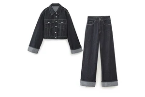 Reasonable Price Casual Canvas Denim Suits 100% Cotton Breathable Comfortable Everyday Wear Fashionable Regular Fit 2-Piece Set