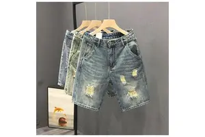 Streetwear Men's Denim Shorts Distressed Oversize Fit Jean Shorts Casual Baggy Denim Shorts for Men