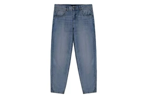Men Denim Jeans Straight Pants Blue Stretch Stonewashed High Street Casual Trousers Stylish Trendy Comfortable Everyday Wear