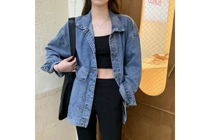 T26290 Korean-style Loose Autumn New Women's Denim Coat Vintage Casual All-match Coat Jacket