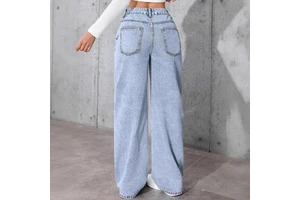 Best-selling Summer New Women's High-waisted Loose Straight Denim Jeans Casual Versatile Light Stock