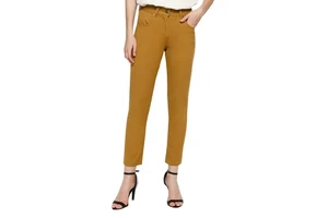 Women's Khaki Pants Woven Solid Full Length Straight Blended Cotton Formal Skinny Casual Office Wear Spring Mid Elastic Waist
