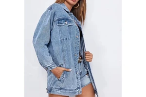 Oem Women's Denim Jean Jacket Women Casual Outwear Fall Jacket Denim Button up Coat Oversize Denim Jacket