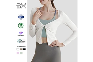 2026 New-Style Yoga Apparel Womens Shirts Tops Spandex/Polyester Solid Quick-Dry Long-Sleeve Elegant Fitness Running Pilates