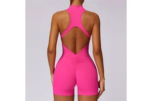 Hot Selling Women Custom Logo Backless Active Wear Ladies Gym Workout Sport Romper One Piece Bodycon Yoga Jumpsuit