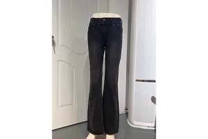 Women's High Waist Boot Cut Jeans Custom Dark Wash Skinny Denim Pants with Breathable Bell Bottom Logo Vintage Wide Leg Design