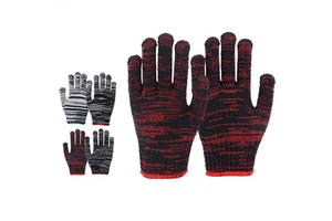 Black-and-red Mixed-Color Cotton Yarn Labor Protection Safety Gloves Extra-Dense Wear-Resistant Breathable Made in China