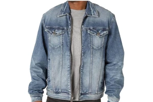 Men's Sheep Skin Denim Jacket Winter Casual Oversize Breathable Waterproof Windproof with Letter Pattern