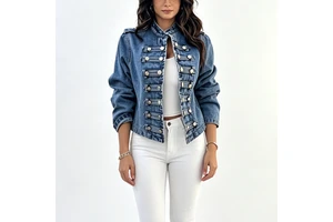 Jackets For Women Stand Collar Button Up Denim Undefined Minimalist Lightweight Fall Coat Jean Outerwear Wholesale Fast Delivery
