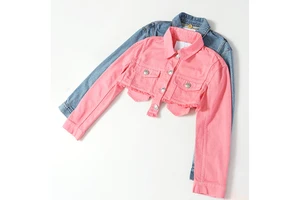Woman Trendy Casual Denim Jeans Jacket Bottom Distressed Denim Jacket Spring 2022 Adult Women's Crop Jeans Jacket