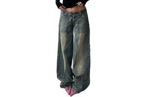 High Waist Wide Leg Jeans Women Tummy Control Quick Dry Retro Denim Pants Wholesale Custom Straight